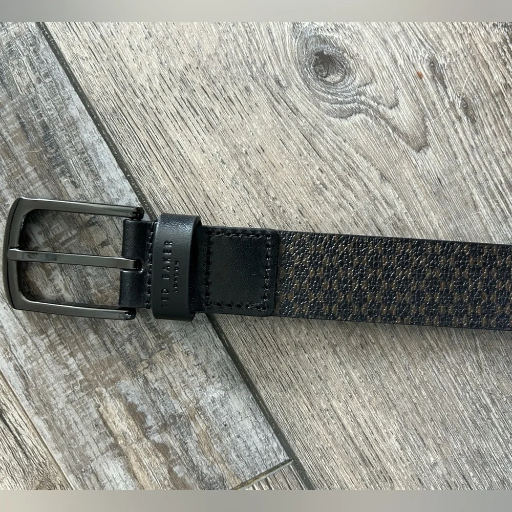 NWT Ted Baker London MXZ-Conaby Printed leather belt Black brown print